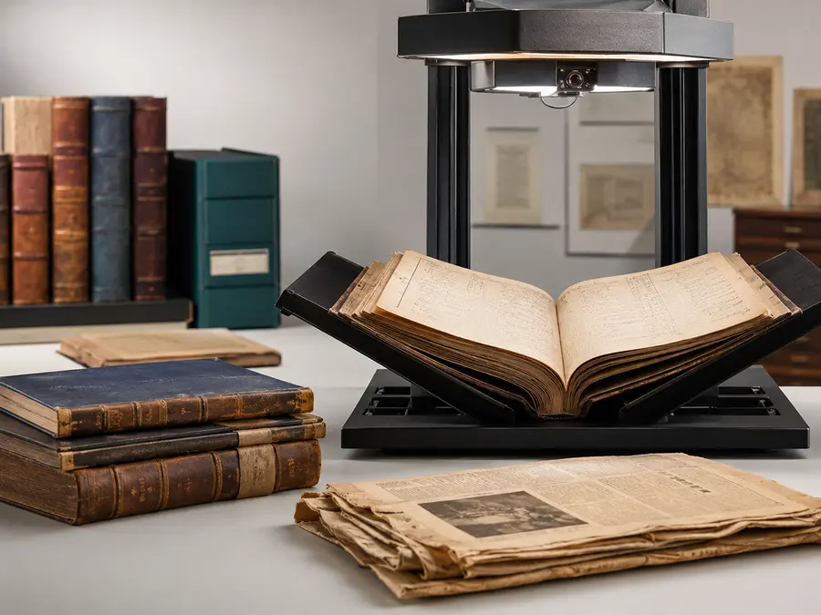 Historische boeken en registers bij een boekscanner